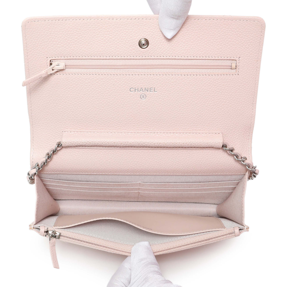 Chanel Pink Quilted Caviar Wallet on Chain Handbags Chanel