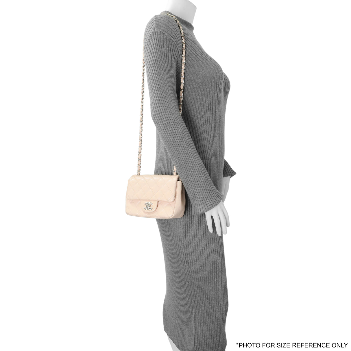 Chanel Light Pink Quilted Caviar Mini Square Flap Handbags Chanel