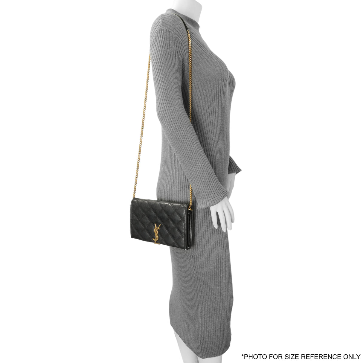 Saint Laurent Black Lambskin Diamond Quilted Becky Chain Wallet Handbags Saint Laurent