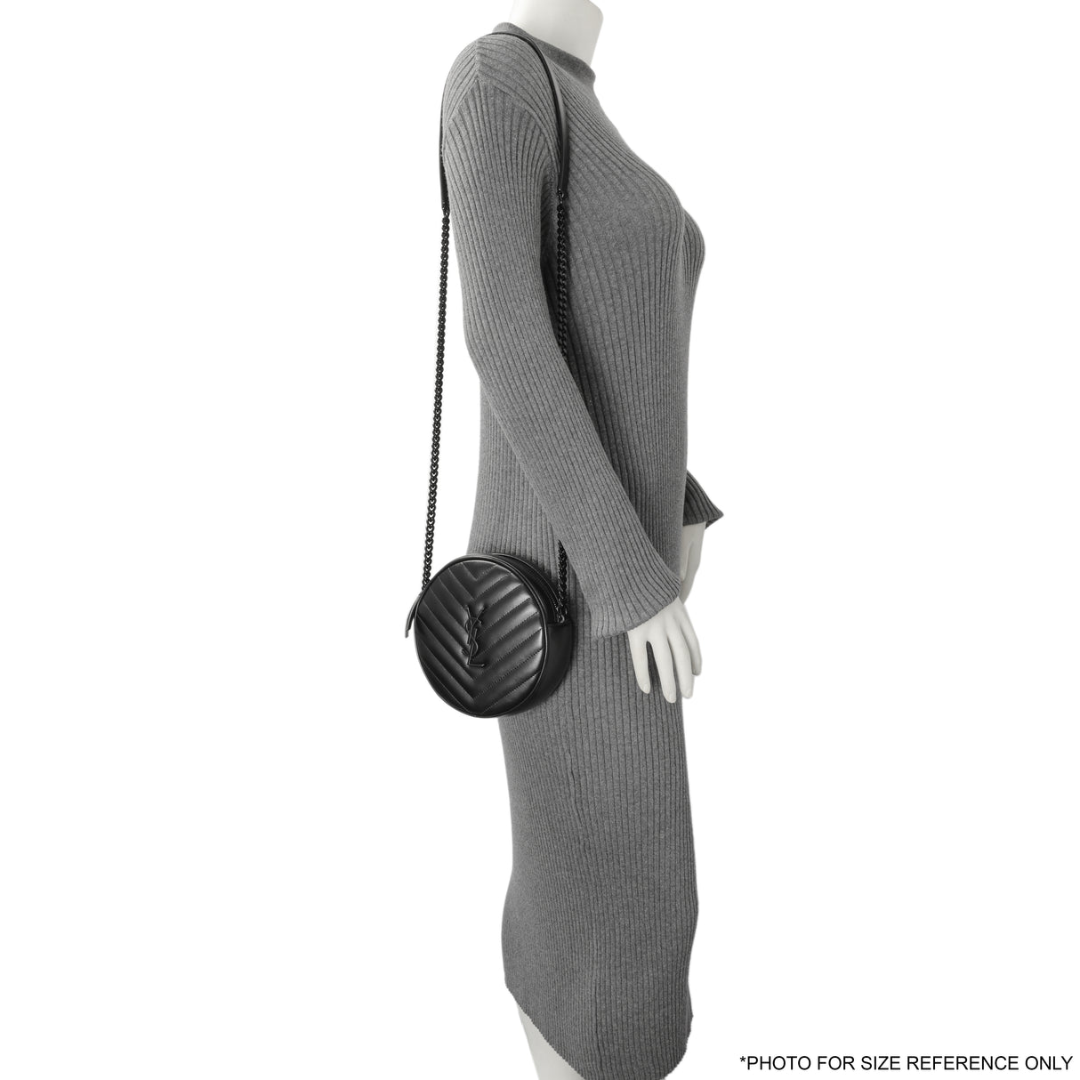 Saint Laurent Black Calfskin Matelasse Chevron Round Vinyle Camera Bag Handbags Saint Laurent