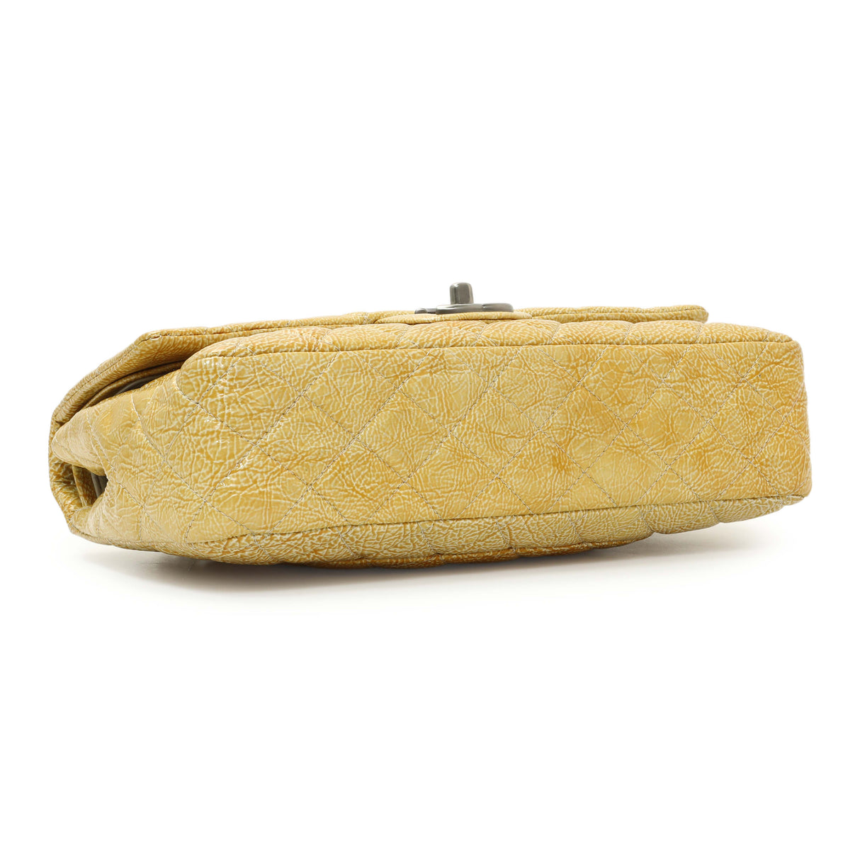 Chanel Beige Crinkled Patent Medium Double Flap Handbags Chanel