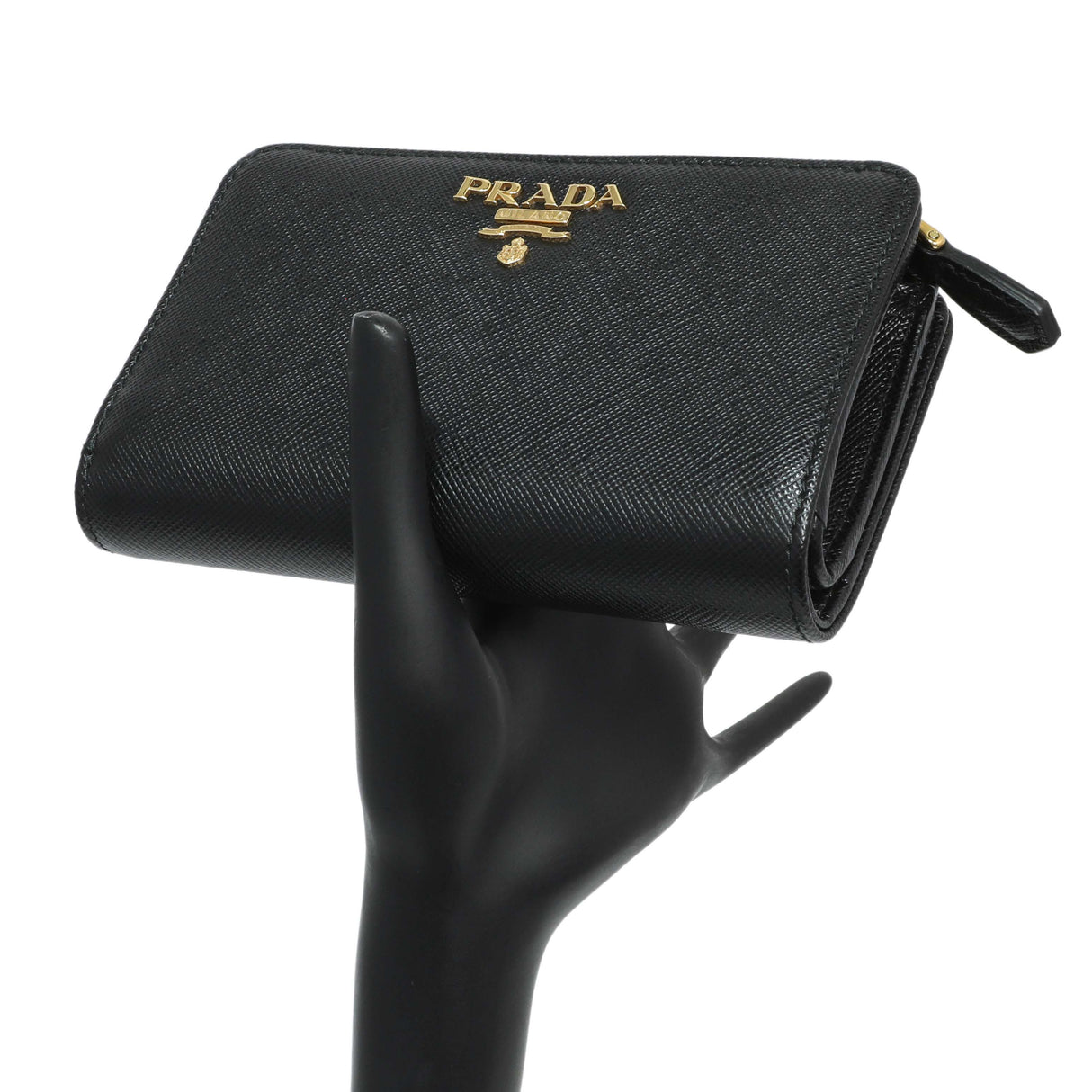Prada Black Saffiano Compact Wallet Accessories Prada