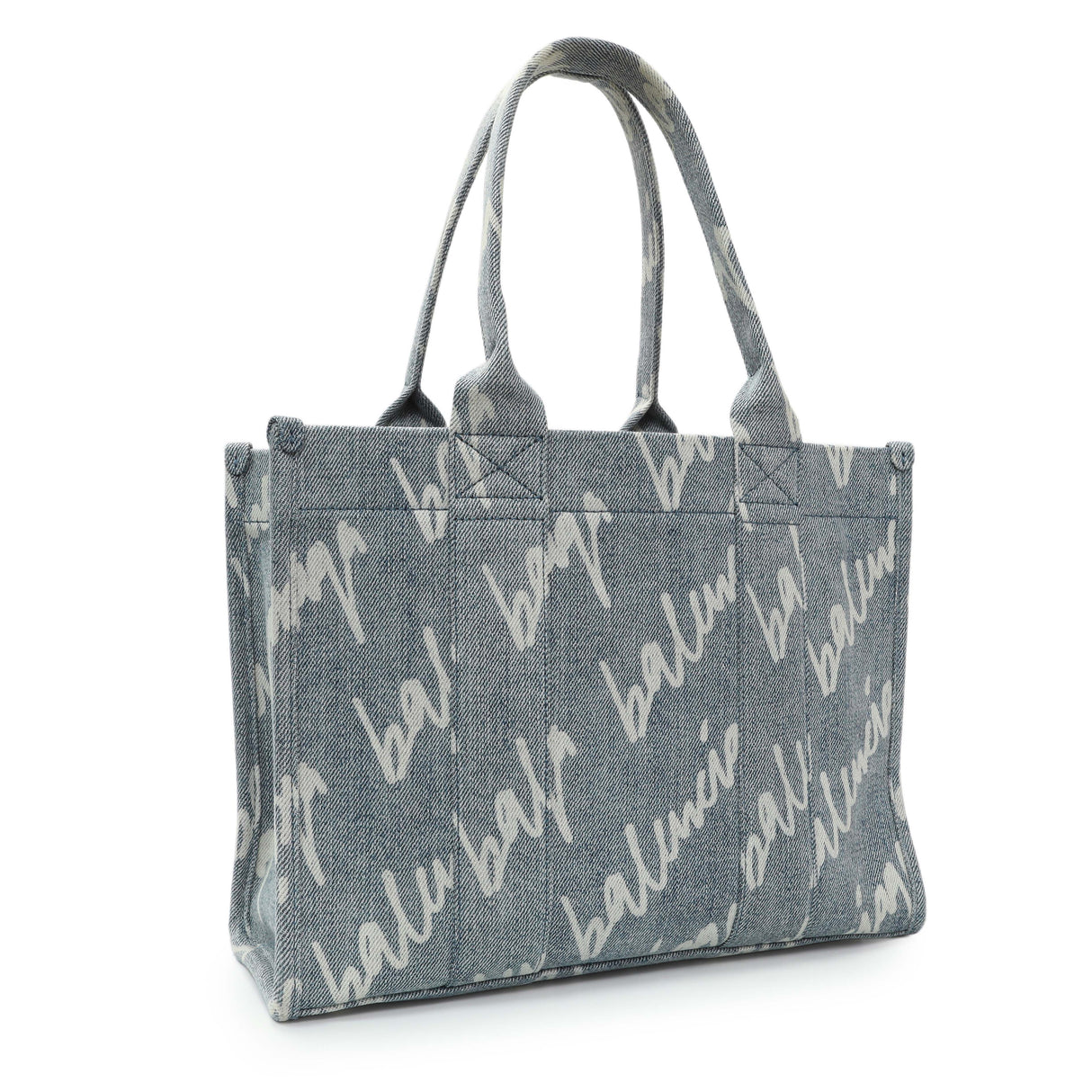 Balenciaga Small Hardware Scribble Printed Denim Tote Bag