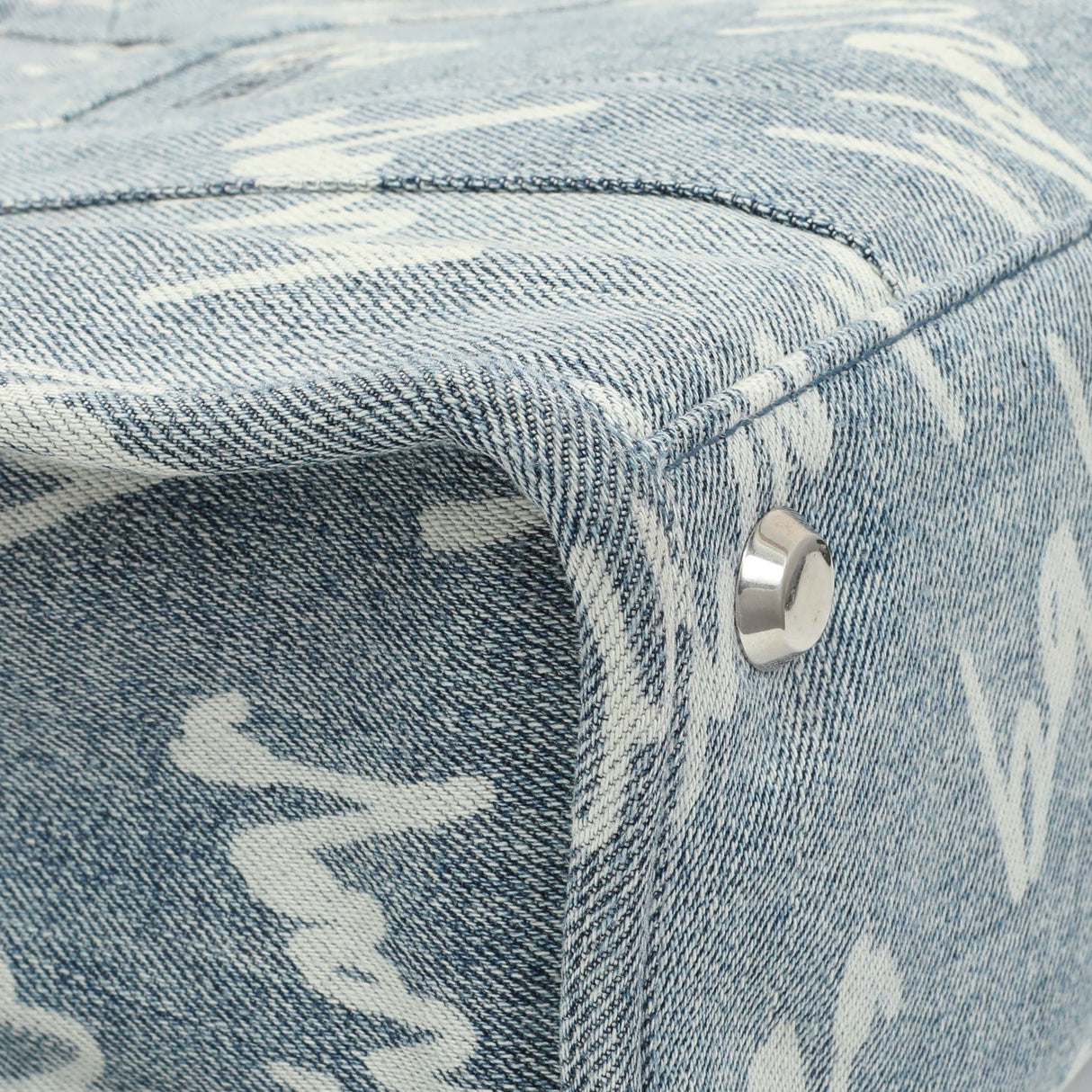 Balenciaga Small Hardware Scribble Printed Denim Tote Bag
