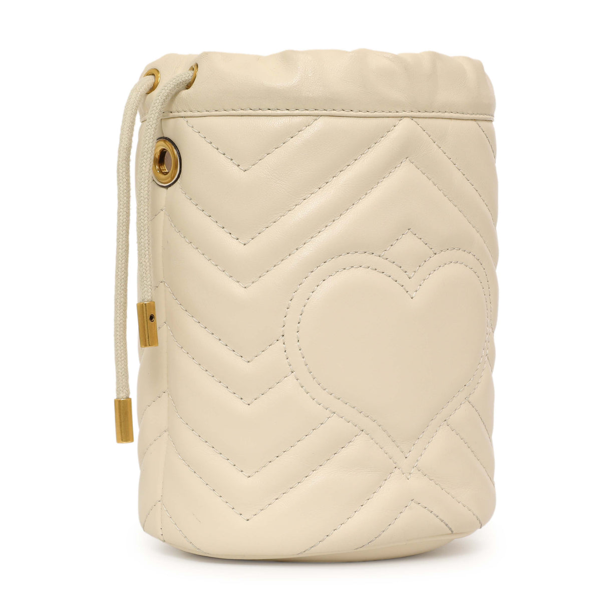 Gucci White Calfskin Matelasse Mini GG Marmont Bucket Handbags Gucci