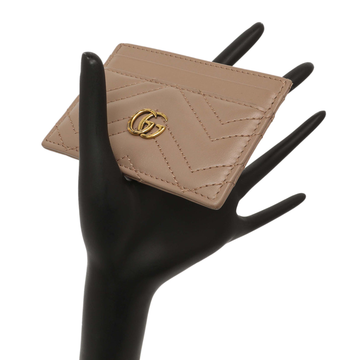 Gucci Porcelain Rose Calfskin Matelasse GG Marmont Card Holder Accessories Gucci