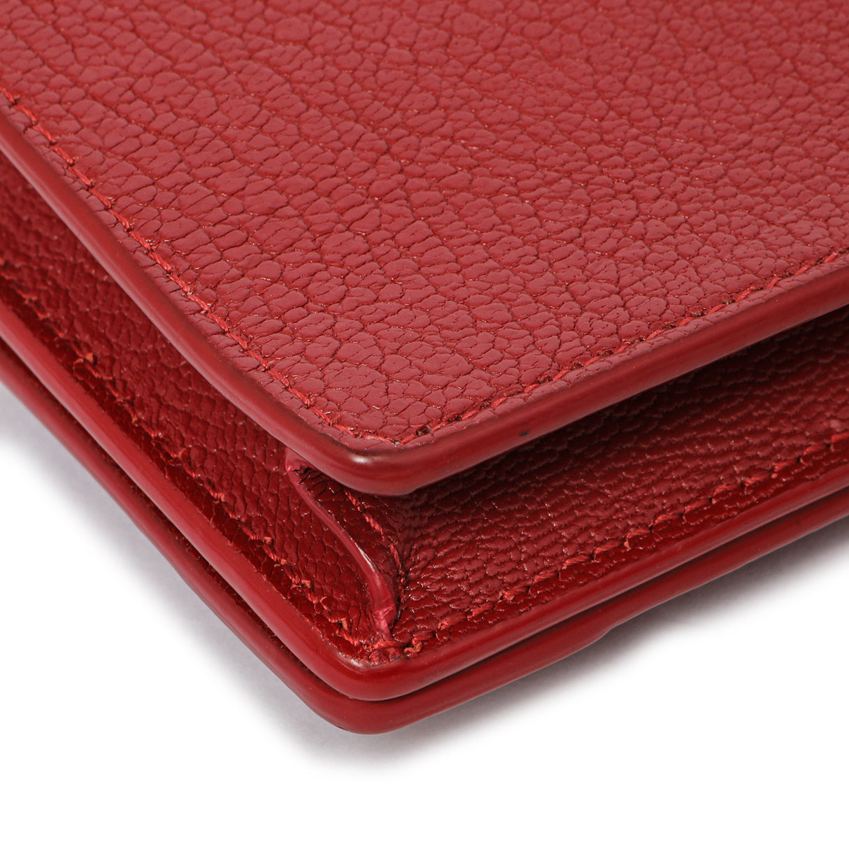 Balenciaga Rouge Groseille Chevre Metallic Edge Wallet on Chain Handbags Balenciaga