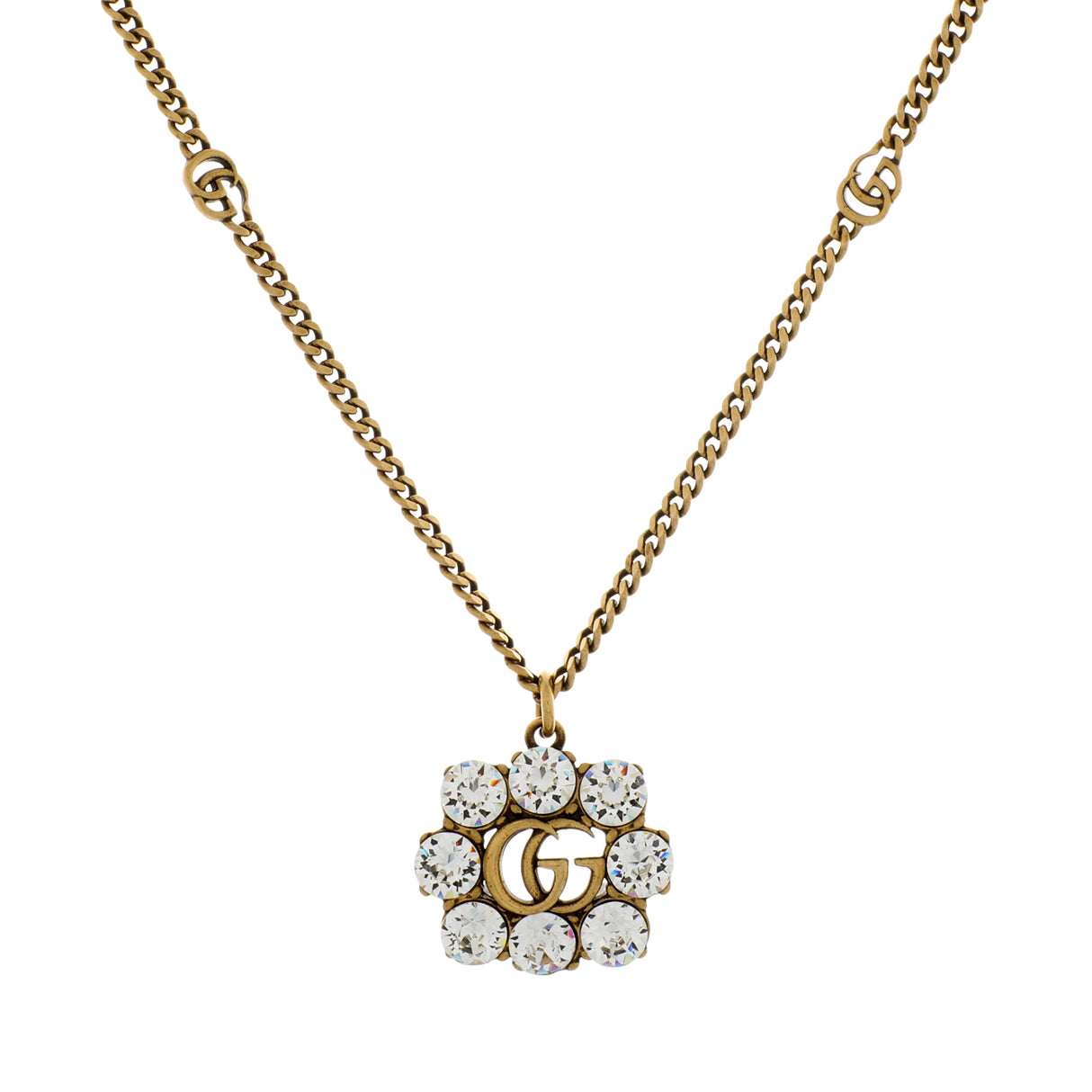 Gucci Crystal Double G Pendant Necklace Designer Jewellery Gucci