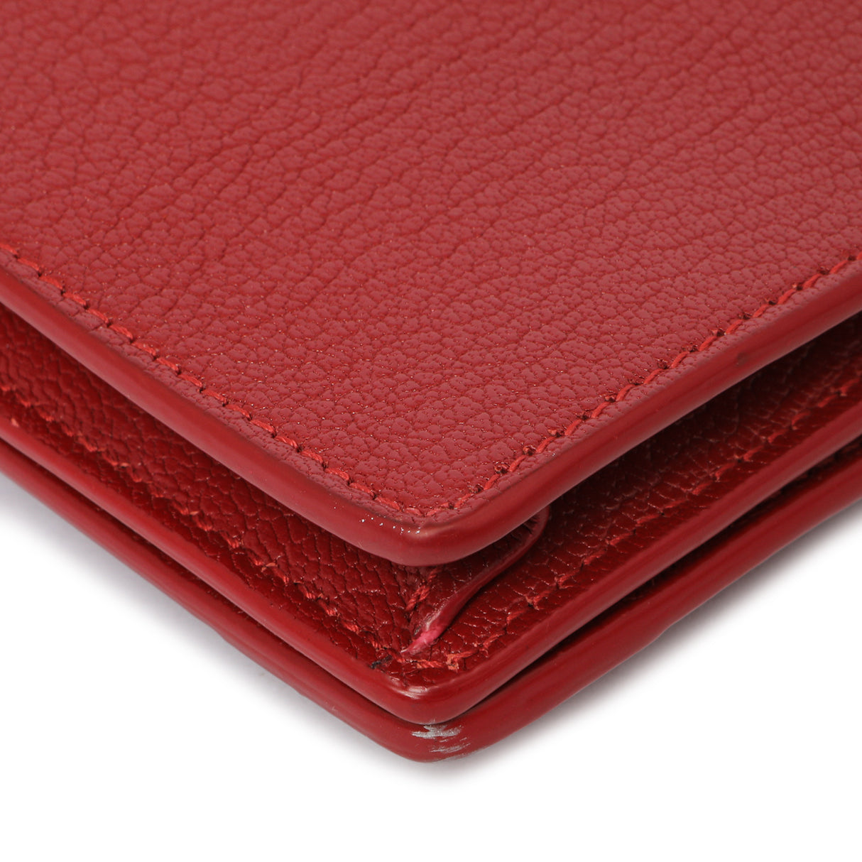 Balenciaga Rouge Groseille Chevre Metallic Edge Wallet on Chain Handbags Balenciaga