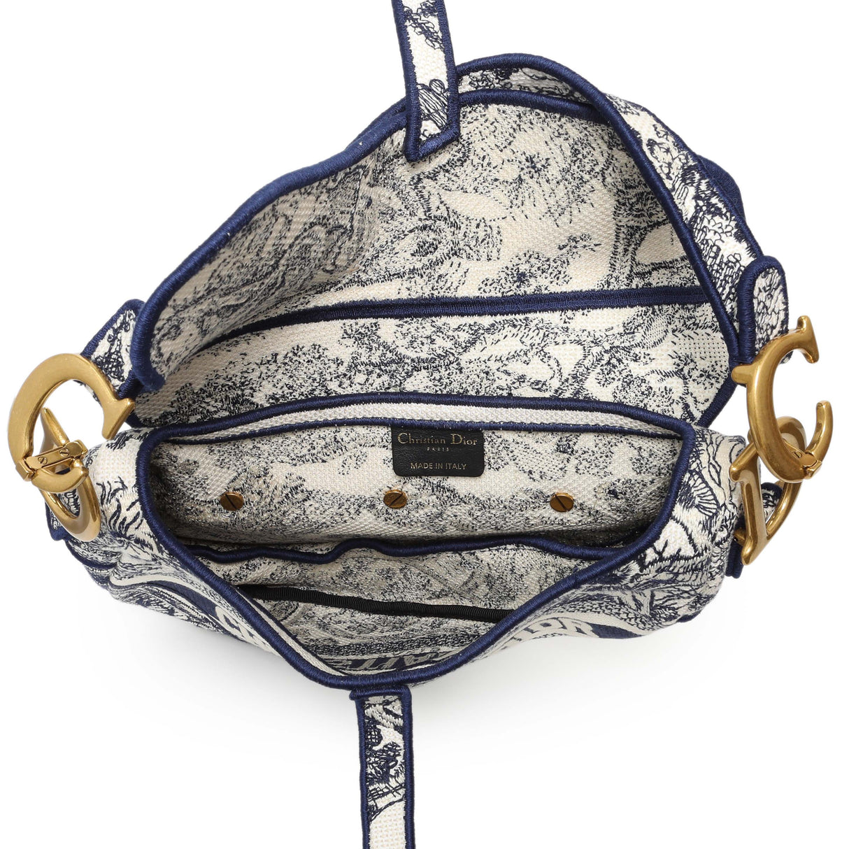 Christian Dior Canvas Embroidered Saddle Bag Handbags Christian Dior