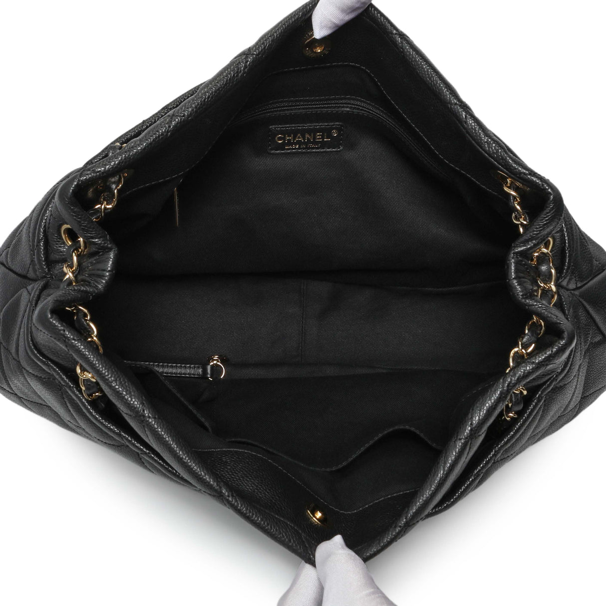 Chanel Black Quilted Caviar CC Timeless Soft Tote Handbags Chanel