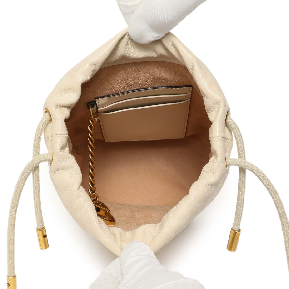 Gucci White Calfskin Matelasse Mini GG Marmont Bucket Handbags Gucci