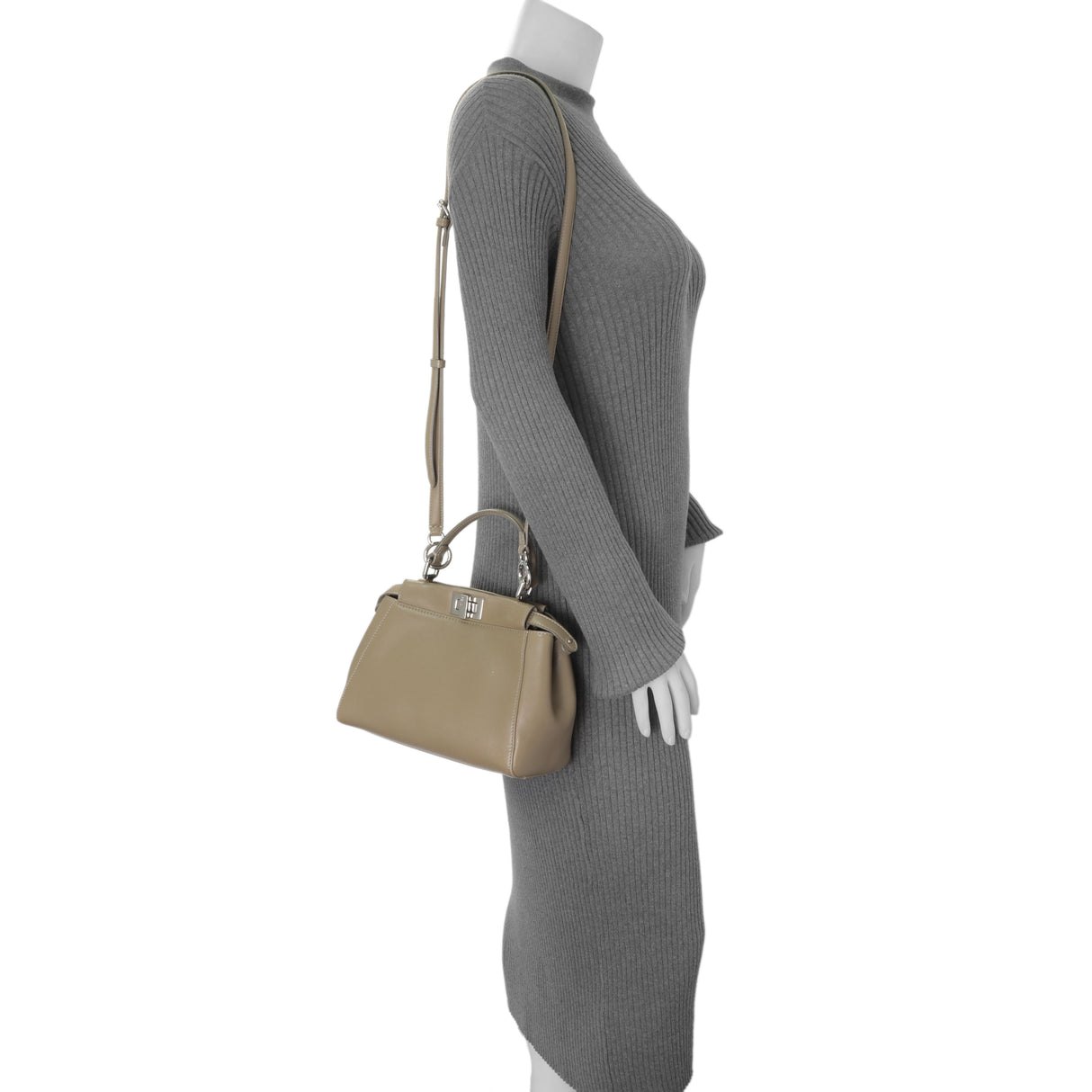 Fendi Tortora Nappa Mini Peekaboo Iconic Satchel Handbags Fendi