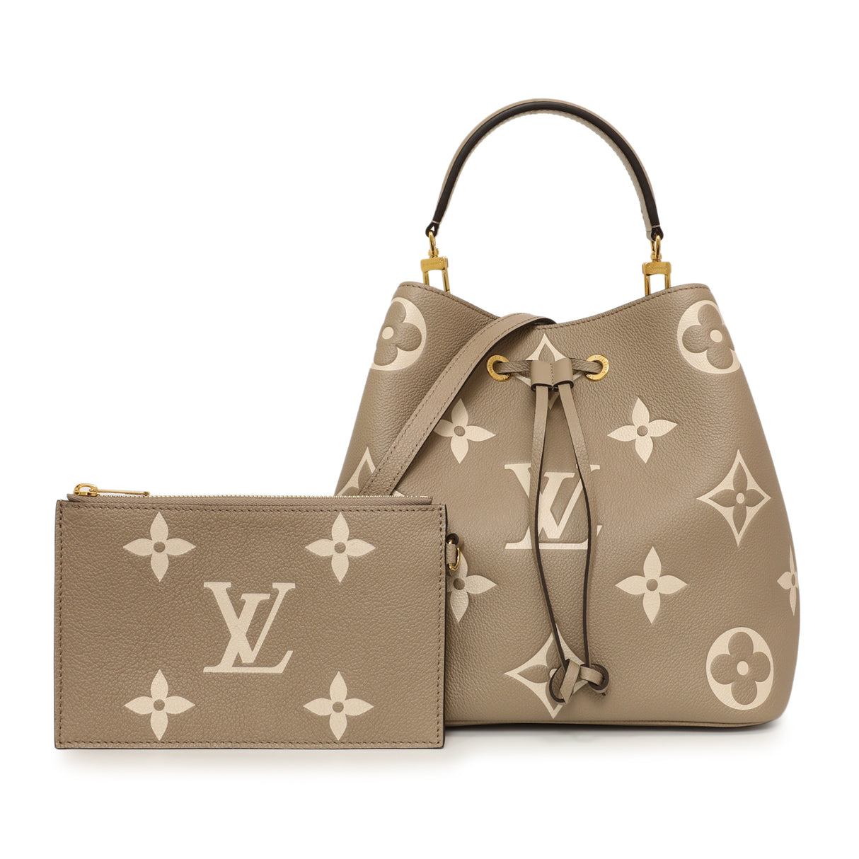 Louis Vuitton Tourterelle Creme Empreinte Monogram Giant NeoNoe MM Handbags Louis Vuitton