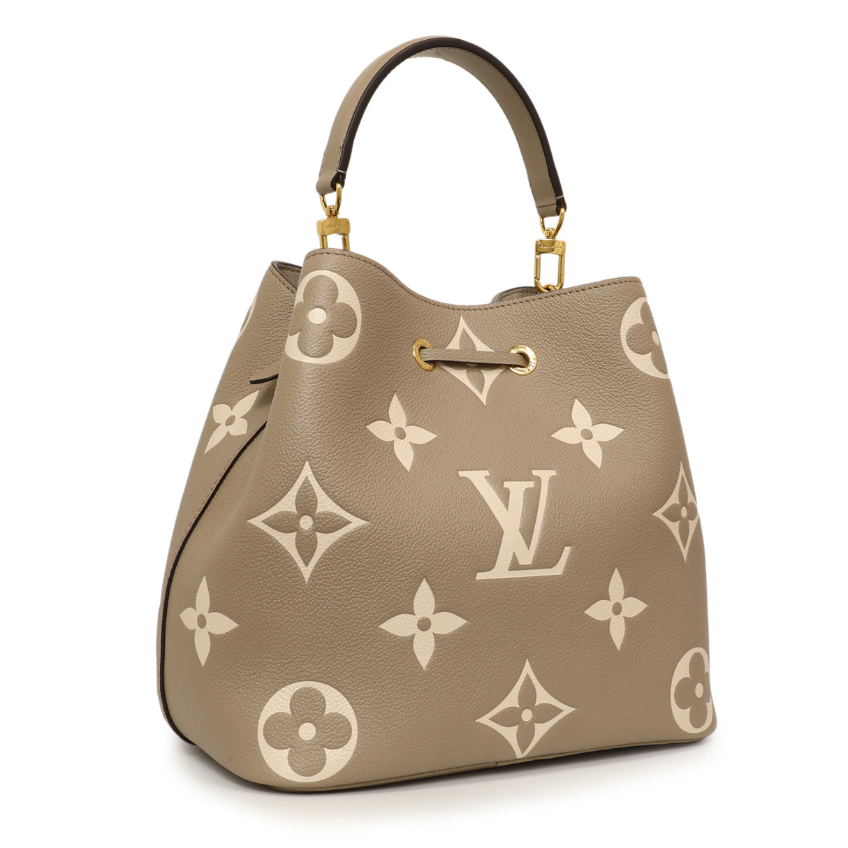 Louis Vuitton Tourterelle Creme Empreinte Monogram Giant NeoNoe MM Handbags Louis Vuitton