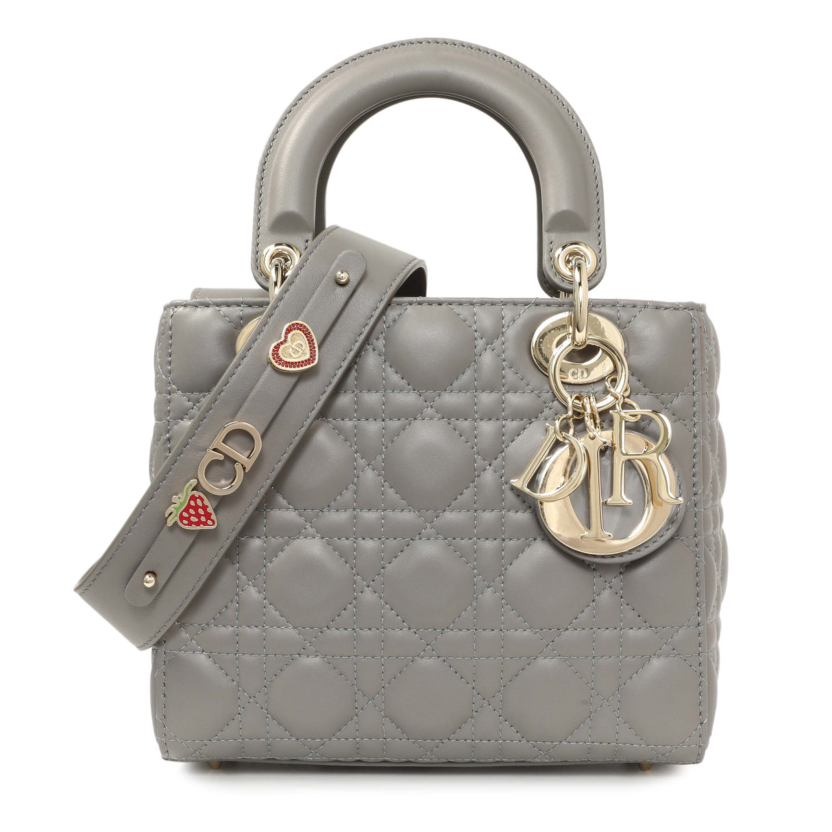 Christian Dior Grey Lambskin Cannage Small My ABCDior Lady Dior Handbags Christian Dior