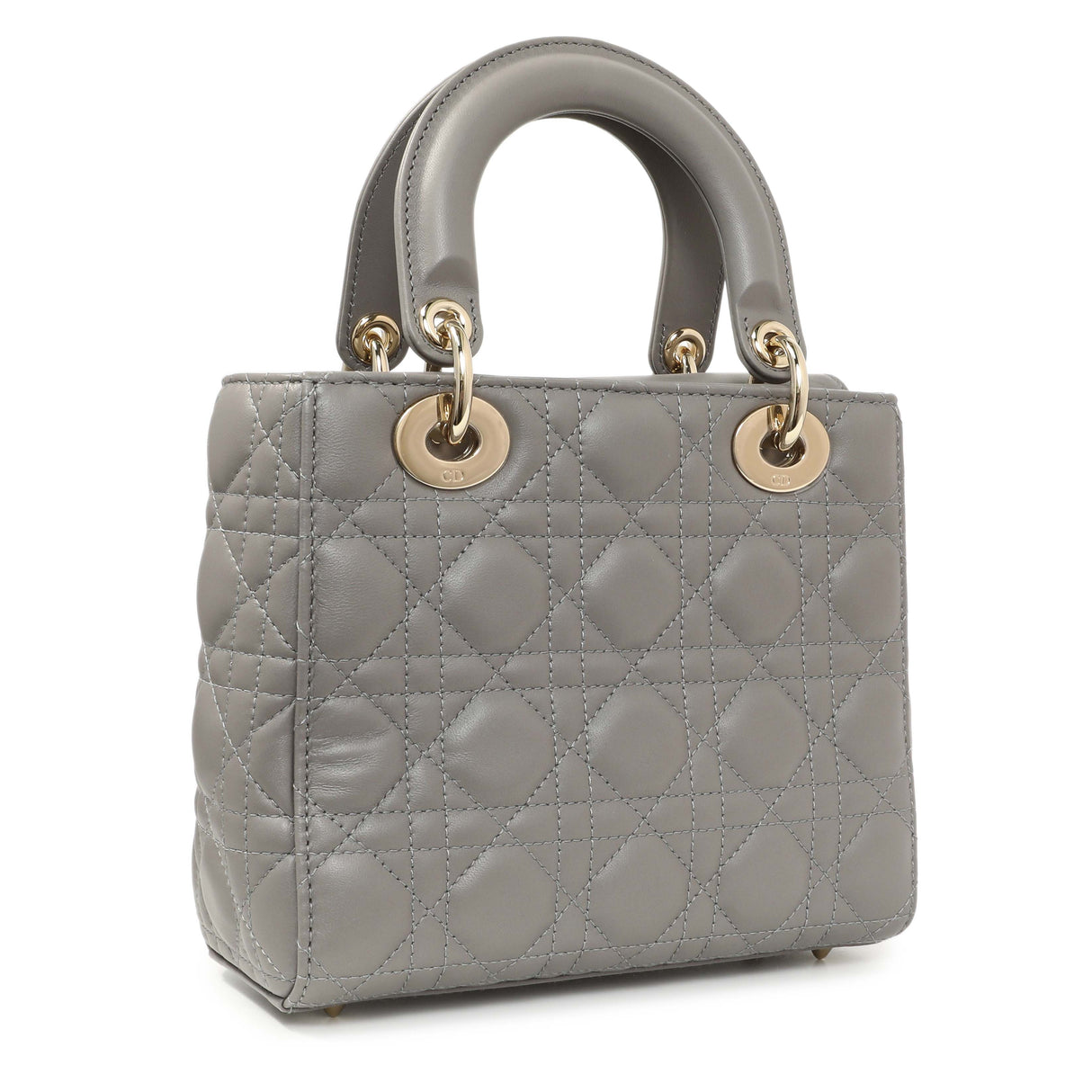 Christian Dior Grey Lambskin Cannage Small My ABCDior Lady Dior Handbags Christian Dior