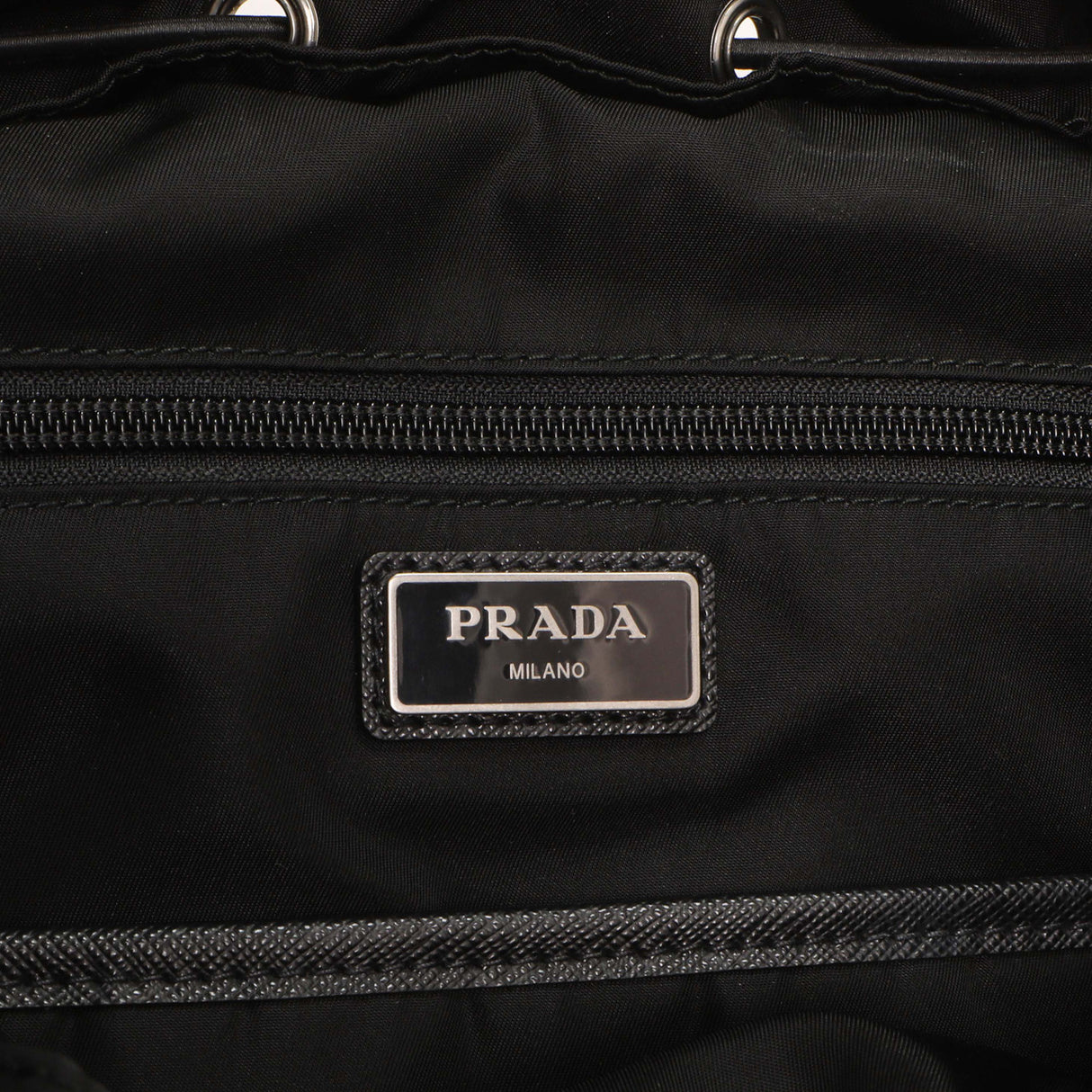 Prada Black Nylon Logo Patch Backpack Handbags Prada