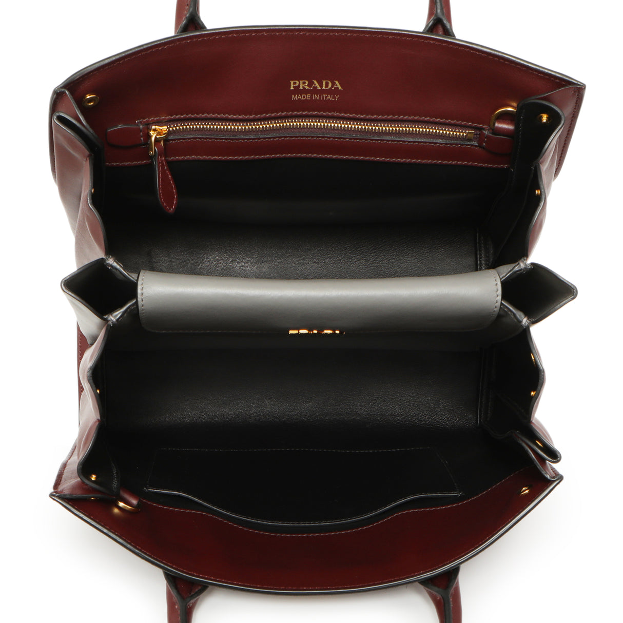 Prada Burgundy Saffiano City Calfskin Bibliotheque Top Handle Handbags Prada