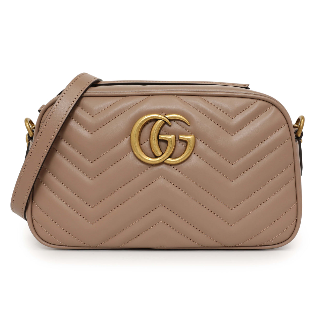 Gucci Porcelain Rose Calfskin Matelasse Small GG Marmont Chain Shoulder Bag Handbags Gucci