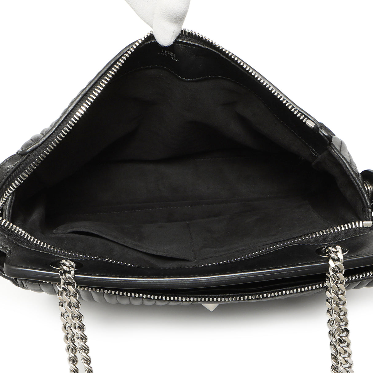 Fendi Black Nappa Trapuntata Medium DotCom Click Chain Satchel Handbags Fendi