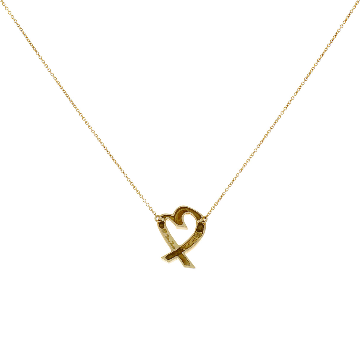 Tiffany & Co. 18K Yellow Gold Paloma Picasso Loving Heart Pendant Necklace Designer Jewellery Tiffany and Co