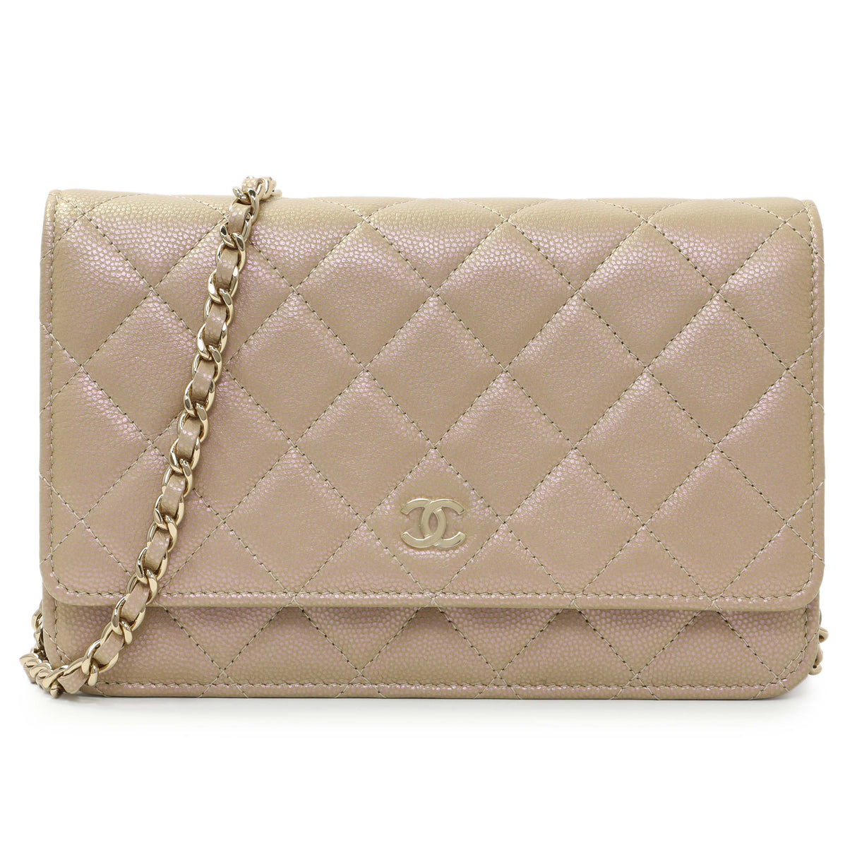 Chanel Gold Quilted Caviar Wallet On Chain WOC Handbags Chanel