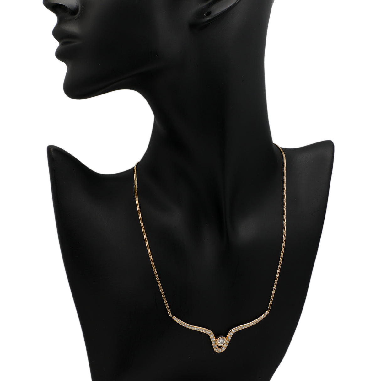 14K Yellow Gold Lavaliere 0.66 Carat Diamond Necklace Fine Jewellery Modaselle