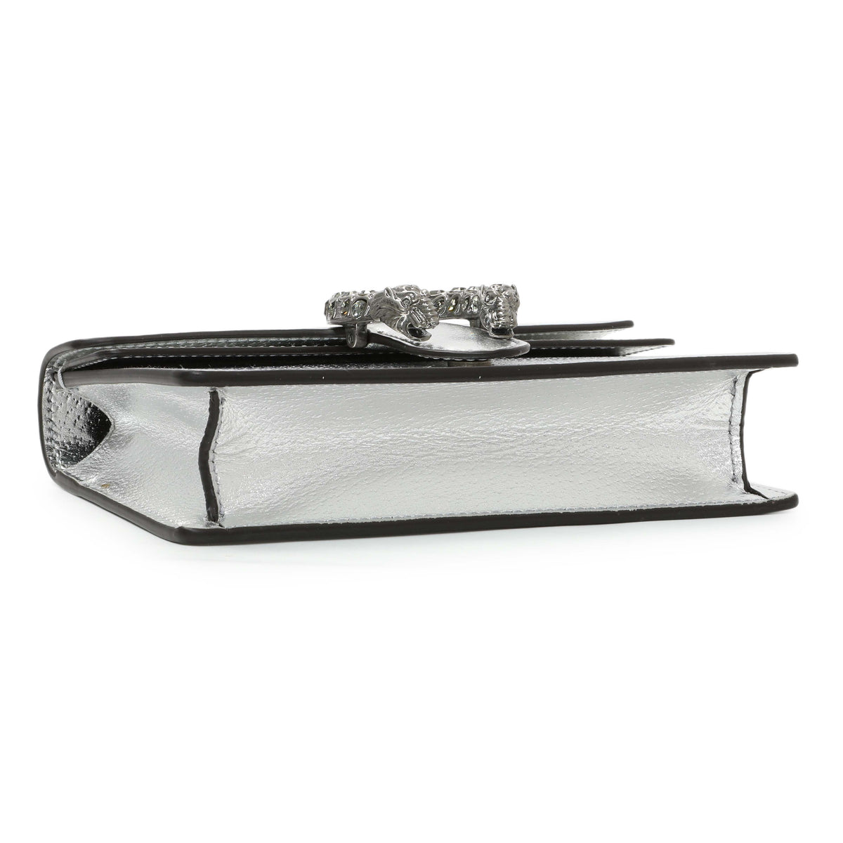 Gucci Silver Metallic Calfskin Super Mini Dionysus Shoulder Bag Handbags Gucci