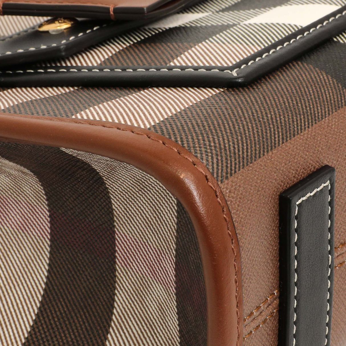 Burberry Dark Birch Brown E-Canvas Check Calfskin Mini Freya Tote Handbags Burberry