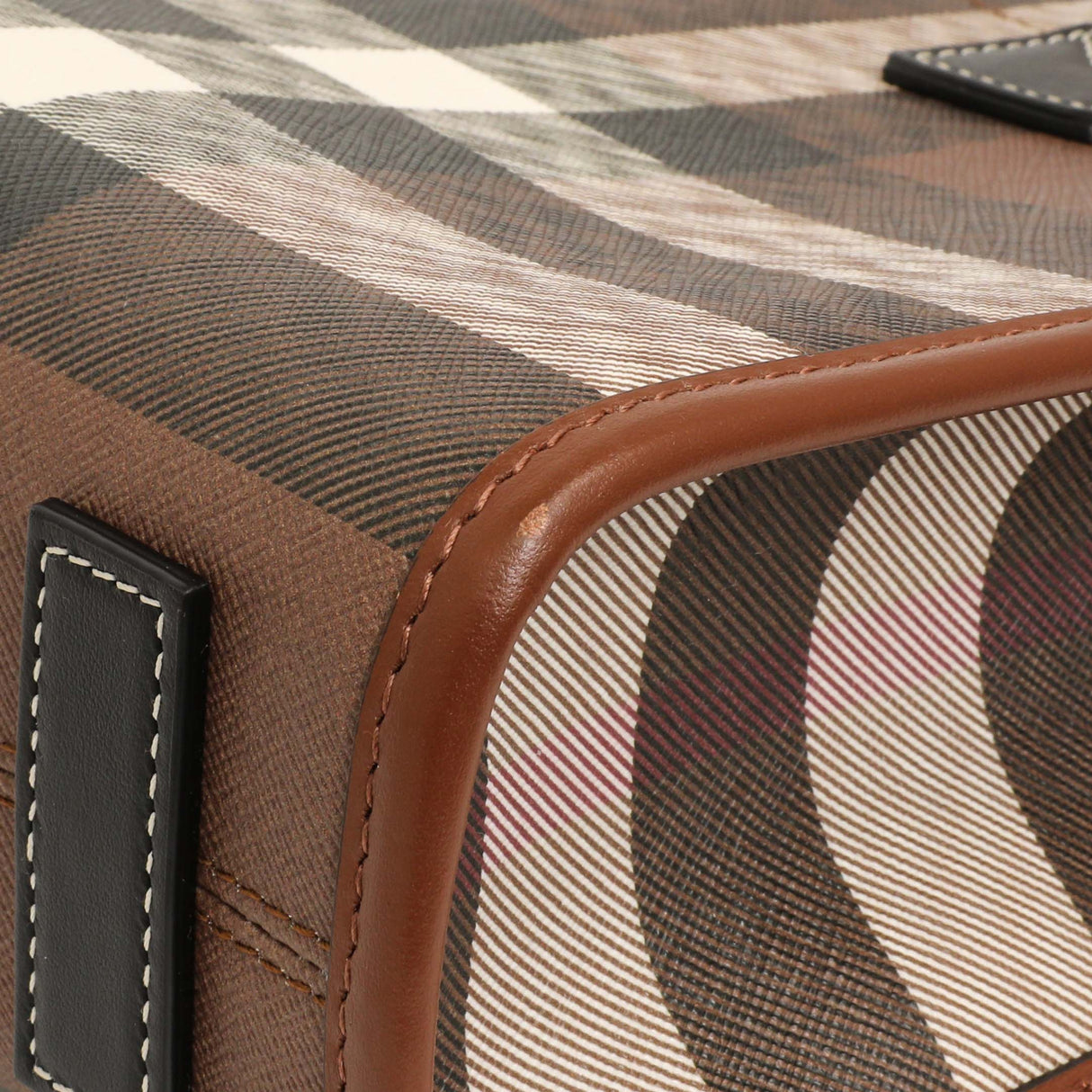 Burberry Dark Birch Brown E-Canvas Check Calfskin Mini Freya Tote Handbags Burberry