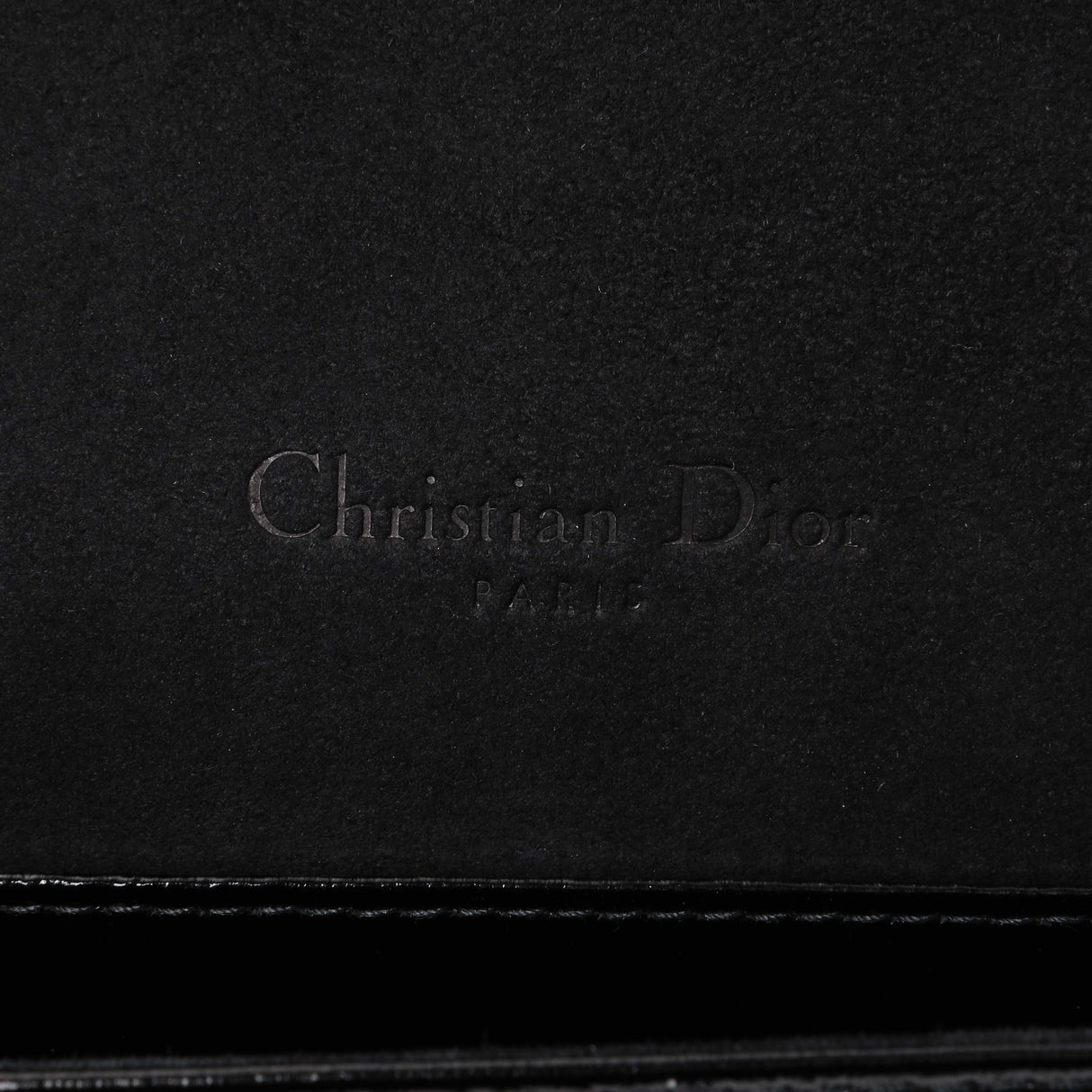 Christian Dior Black Crinkled Patent Cannage Lady Dior Pouch Handbags Christian Dior
