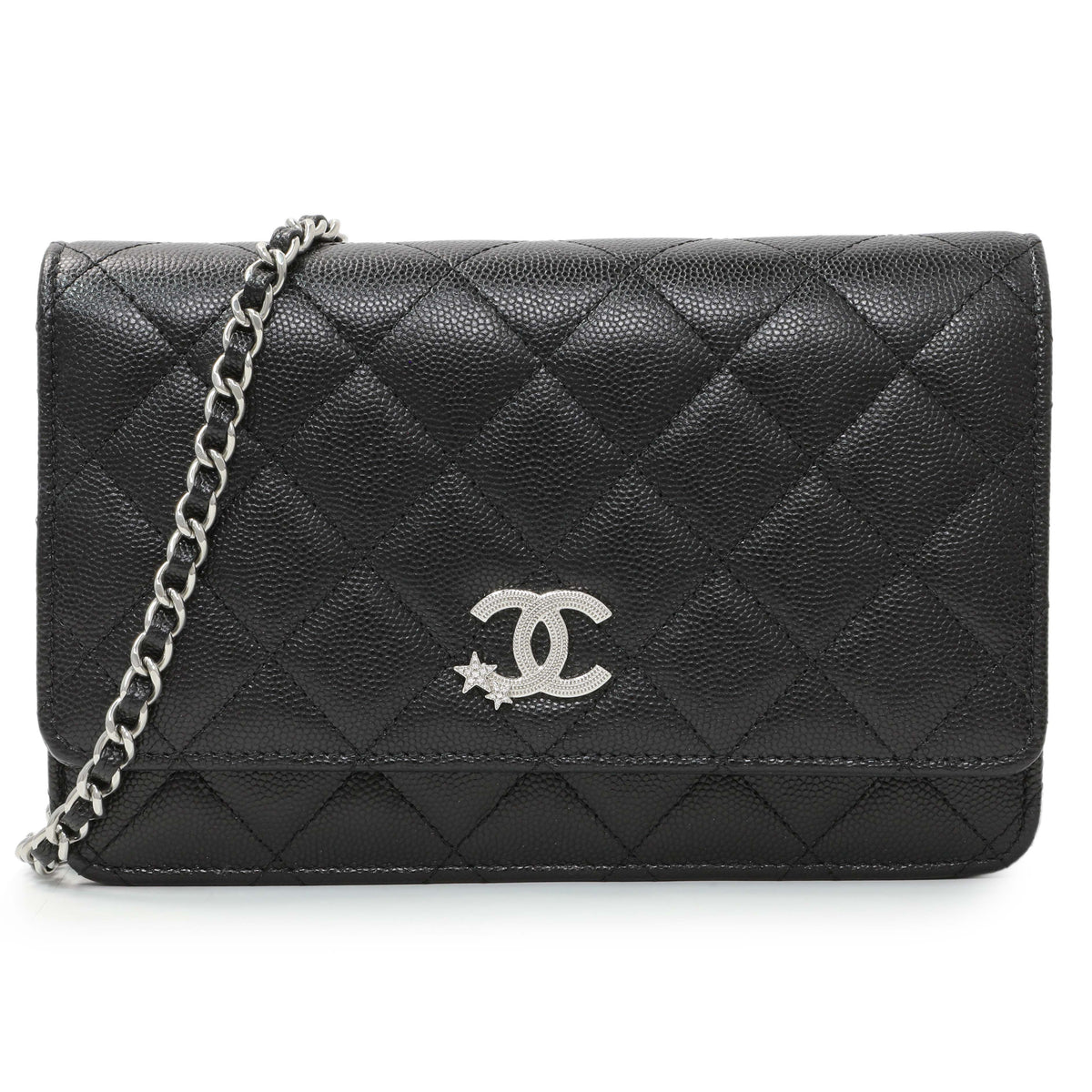 Chanel Black Quilted Caviar Crystal Star Wallet on Chain Handbags Chanel