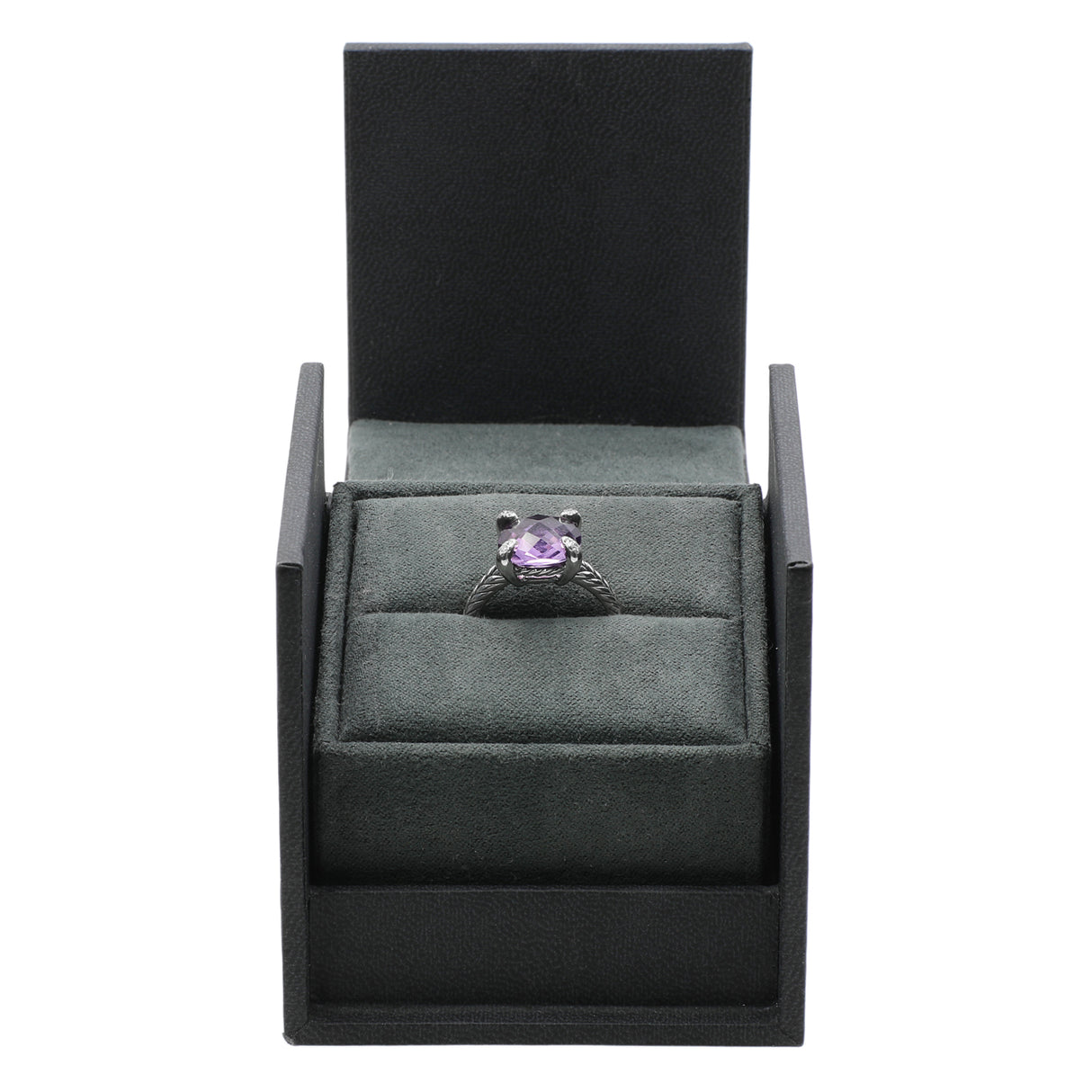 David Yurman Sterling Silver Amethyst Diamond Chatelaine Ring Designer Jewellery David Yurman