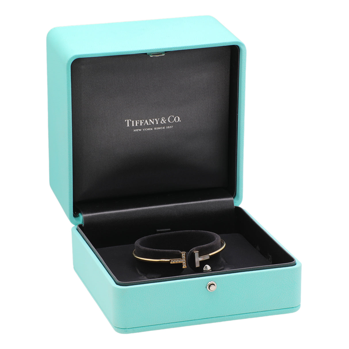 Tiffany & Co. 18K Yellow Gold Diamond Mother of Pearl T Wire Bracelet Designer Jewellery Tiffany and Co