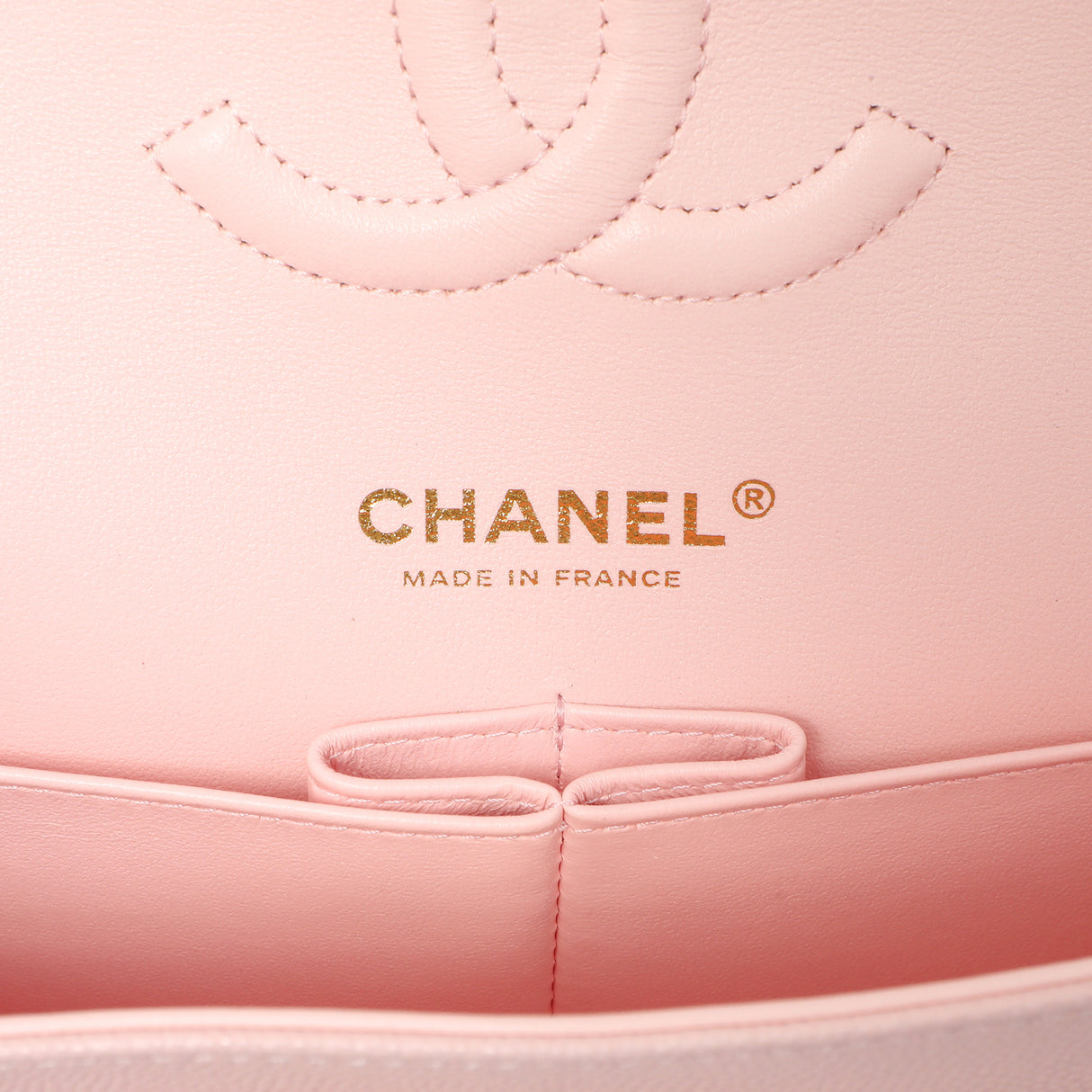 Chanel Pink Quilted Caviar Medium Classic Double Flap Handbags Chanel