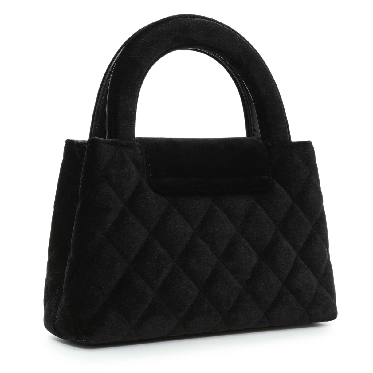 Chanel Black Quilted Velvet Nano Kelly Shopper Handbags Chanel