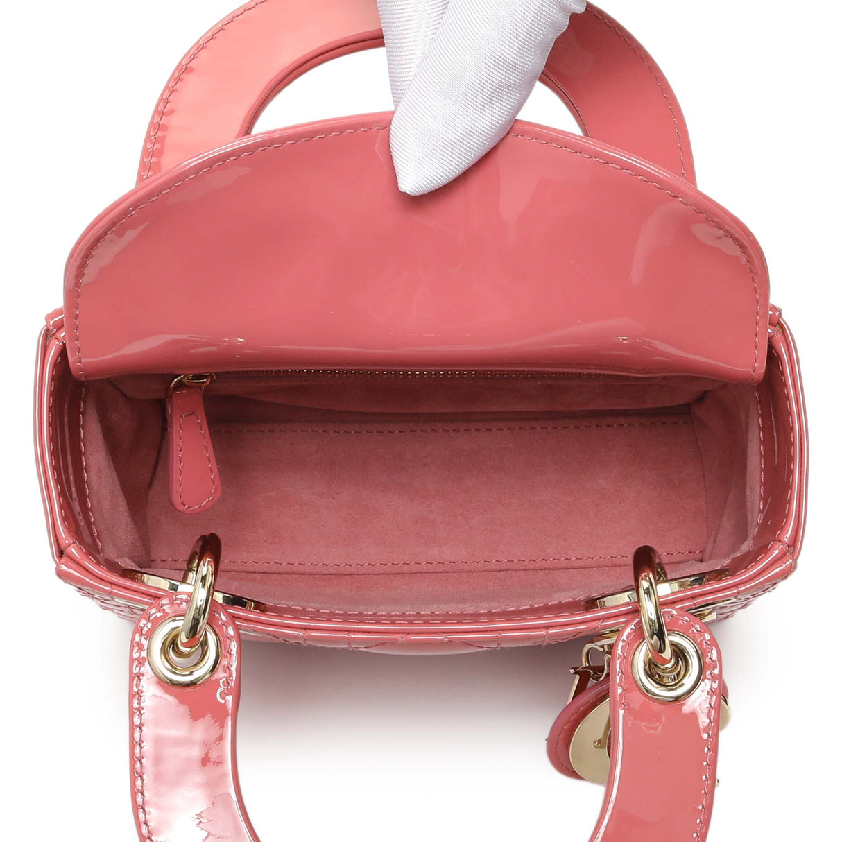 Christian Dior Pink Patent Cannage Mini Lady Dior Handbags Christian Dior