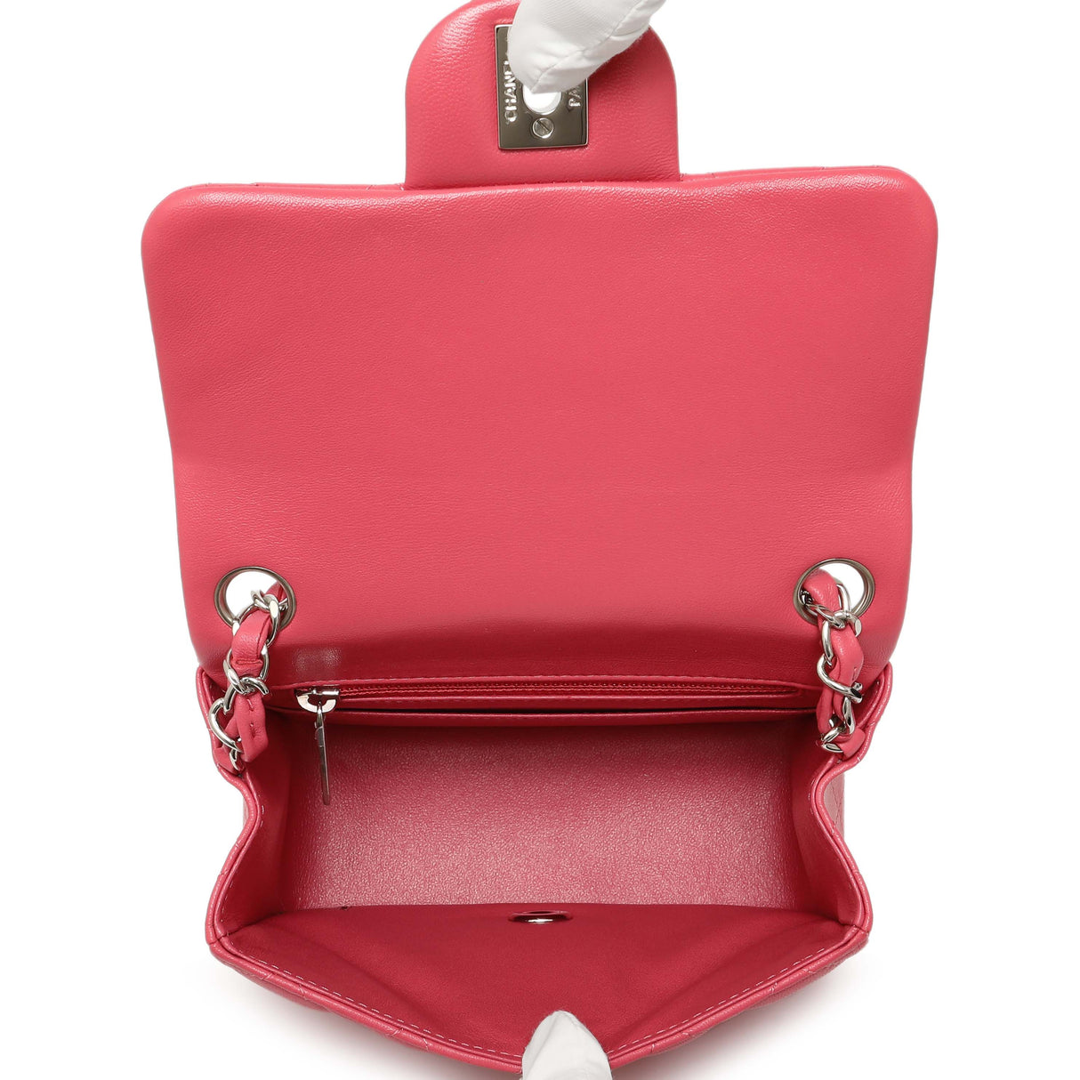 Chanel Pink Quilted Lambskin Mini Square Flap Handbags Chanel
