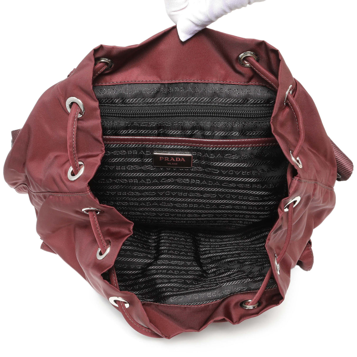 Prada Bordeaux Nylon Vela Medium Backpack Handbags Prada