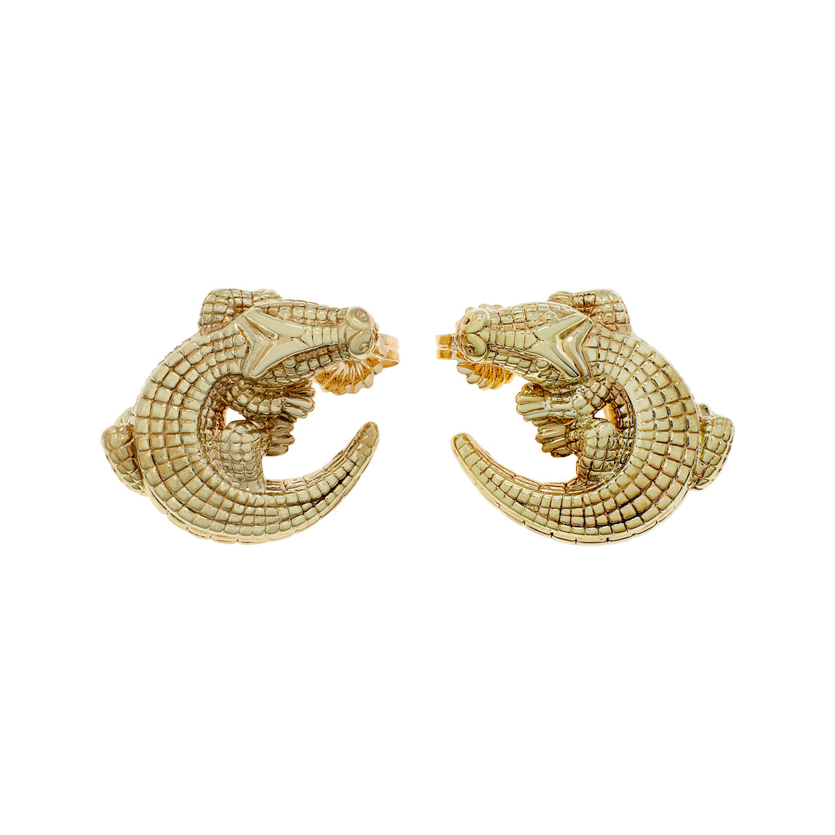 14K Yellow Gold Alligator Earrings Fine Jewellery Modaselle