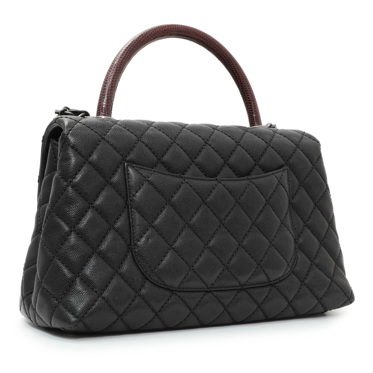 Chanel Black Caviar Lizard Embossed Quilted Small Coco Handle Flap Handbags Chanel