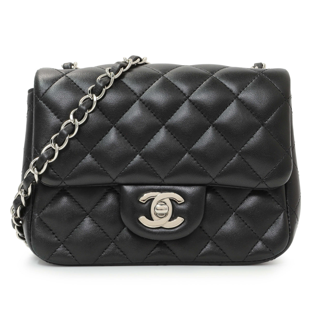 Chanel Black Quilted Lambskin Mini Square Flap Handbags Chanel