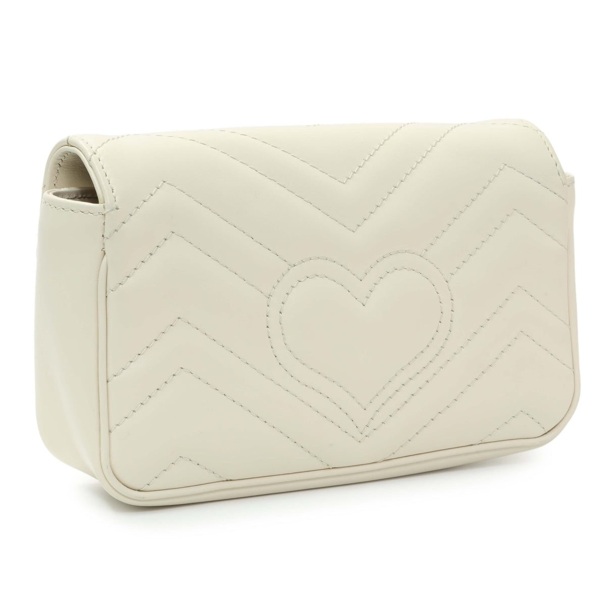 Gucci White Calfskin Matelasse Super Mini GG Marmont Shoulder Bag Handbags Gucci