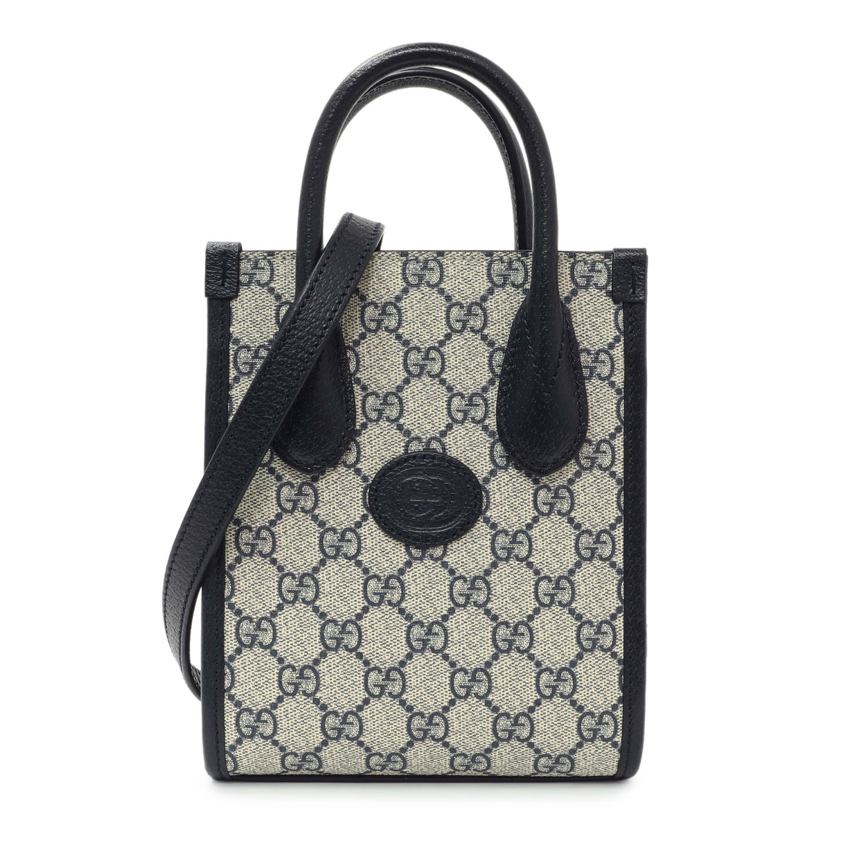 Gucci GG Supreme Monogram Textured Dollar Calfskin Mini Retro Interlocking G Tote Handbags Gucci