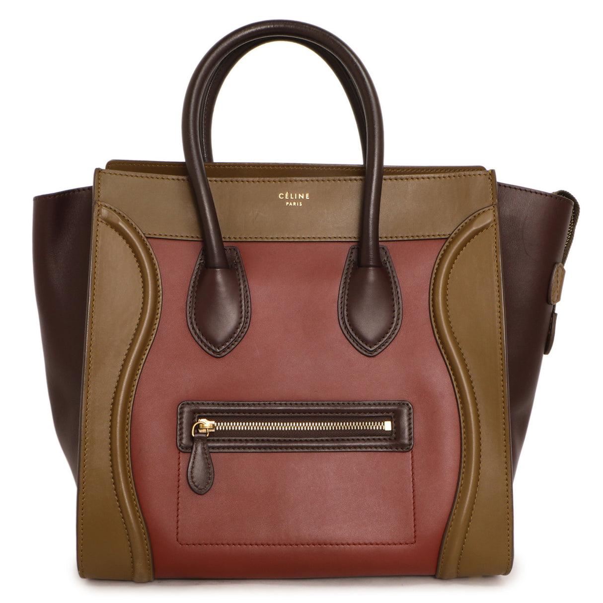 Celine Tricolor Smooth Calfskin Mini Luggage Tote Handbags Celine