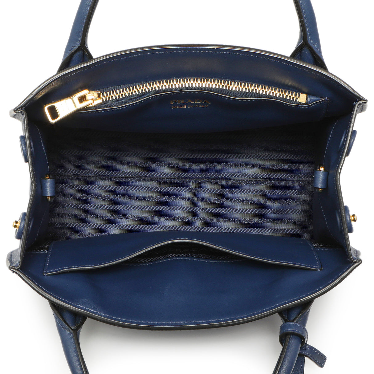 Prada Blue Saffiano Cuir Small Monochrome Top Handle Tote Handbags Prada