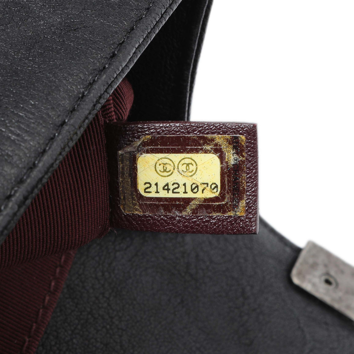 Chanel Black Crumpled Lambskin Small Studded Boy Bag Handbags Chanel