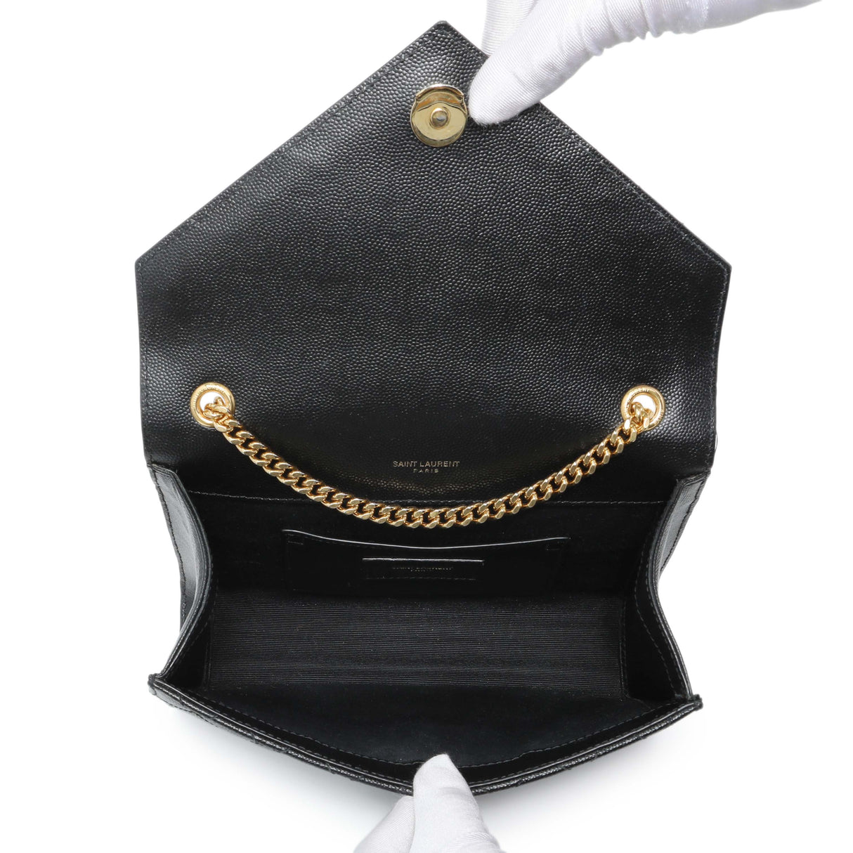 Saint Laurent Black Grain De Poudre Textured Mixed Matelasse Triquilt Small Monogram Satchel Handbags Saint Laurent