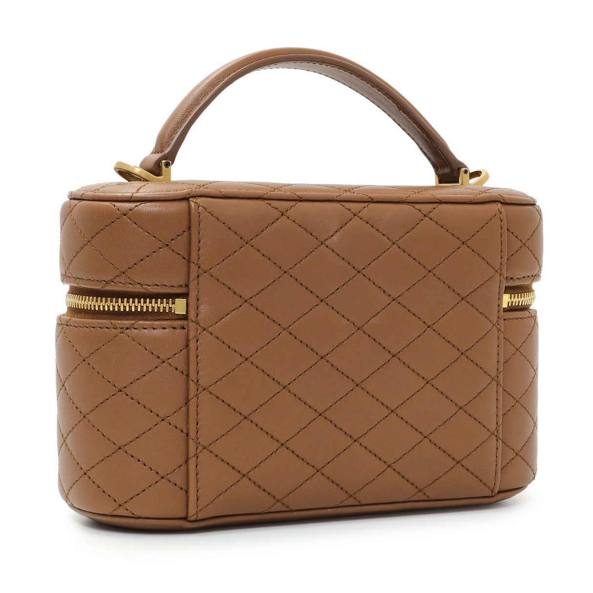 Saint Laurent Brown Lambskin Quilted Mini Gaby Vanity Handbags Saint Laurent
